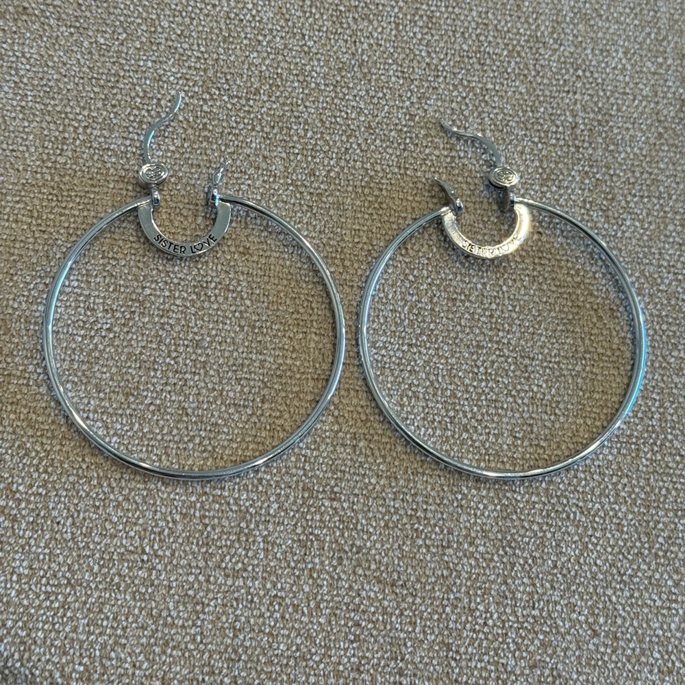 Simone I. Smith - Sister Love Princess Hoops Large Silver - Picture 2 of 9